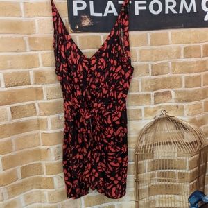 Red and black floral romper